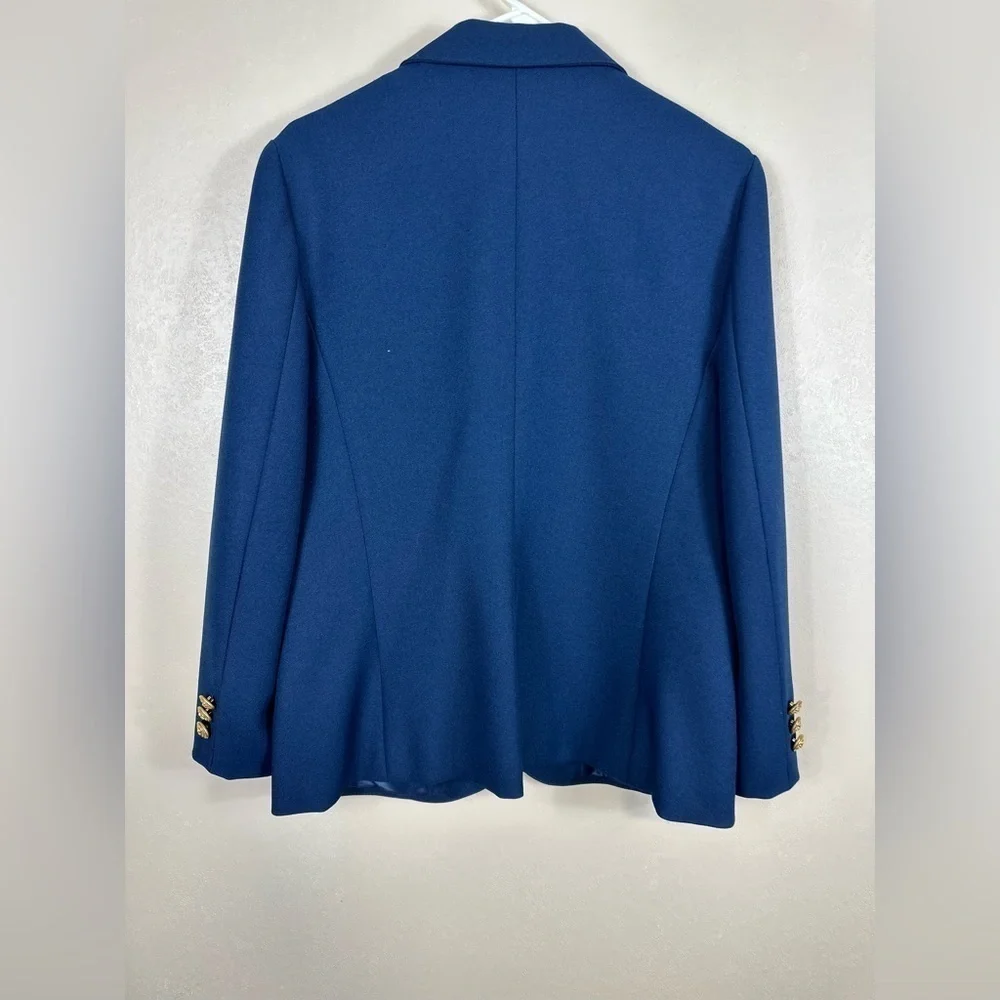 Haberdashery size 16 p2p20 length 26 dark blue blazer 2 gold buttons neck
